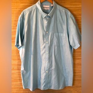 ROUNDTREE & YORKE GOLD LABEL sXXL short sleeve shirt NO Iron 💯cotton Looks new!